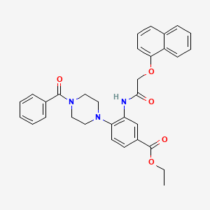 molecular formula C32H31N3O5 B12490113 Ethyl 3-{[(naphthalen-1-yloxy)acetyl]amino}-4-[4-(phenylcarbonyl)piperazin-1-yl]benzoate 