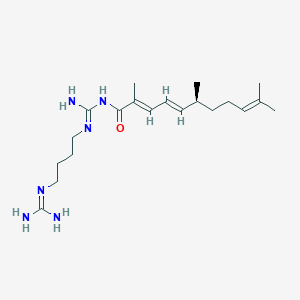 molecular formula C20H36N6O B1249013 (2E,4E,6S)-N-[N'-[4-(diaminomethylideneamino)butyl]carbamimidoyl]-2,6,10-trimethylundeca-2,4,9-trienamide 