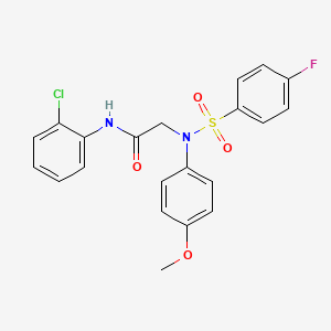 molecular formula C21H18ClFN2O4S B12490206 N-(2-chlorophenyl)-2-[N-(4-methoxyphenyl)-4-fluorobenzenesulfonamido]acetamide 
