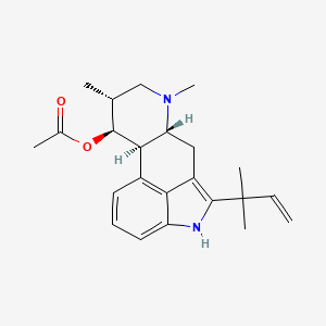 molecular formula C23H30N2O2 B1249028 [(6Ar,9R,10S,10aR)-7,9-dimethyl-5-(2-methylbut-3-en-2-yl)-6,6a,8,9,10,10a-hexahydro-4H-indolo[4,3-fg]quinolin-10-yl] acetate 
