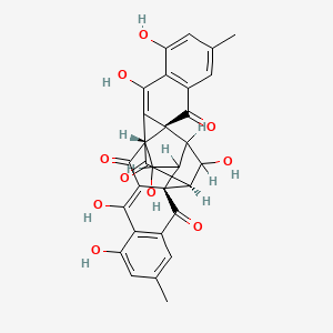 molecular formula C30H22O10 B1249029 (1R,2S,13R,17S)-8,10,14,23,25,28-hexahydroxy-6,21-dimethyloctacyclo[14.11.1.02,11.02,15.04,9.013,17.017,26.019,24]octacosa-4(9),5,7,10,19(24),20,22,25-octaene-3,12,18,27-tetrone 