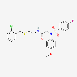 molecular formula C24H24ClFN2O4S2 B12490523 N-{2-[(2-chlorobenzyl)sulfanyl]ethyl}-N~2~-[(4-fluorophenyl)sulfonyl]-N~2~-(4-methoxyphenyl)glycinamide 