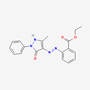 molecular formula C19H18N4O3 B12490644 ethyl 2-[(2Z)-2-(3-methyl-5-oxo-1-phenyl-1,5-dihydro-4H-pyrazol-4-ylidene)hydrazinyl]benzoate 