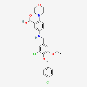 molecular formula C27H28Cl2N2O5 B12490759 5-({3-Chloro-4-[(4-chlorobenzyl)oxy]-5-ethoxybenzyl}amino)-2-(morpholin-4-yl)benzoic acid 