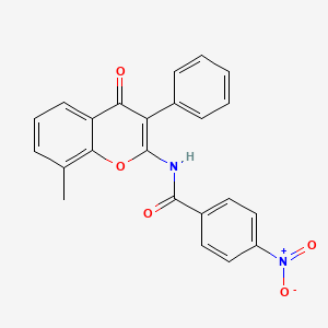 molecular formula C23H16N2O5 B12490769 N-(8-methyl-4-oxo-3-phenylchromen-2-yl)-4-nitrobenzamide 