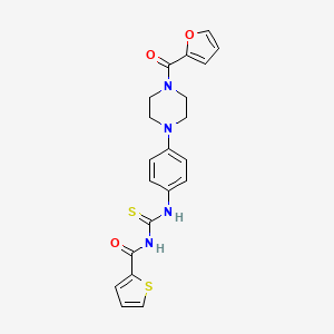 molecular formula C21H20N4O3S2 B12490790 N-({4-[4-(furan-2-ylcarbonyl)piperazin-1-yl]phenyl}carbamothioyl)thiophene-2-carboxamide 