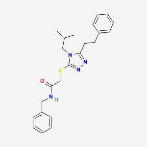 molecular formula C23H28N4OS B12490864 N-benzyl-2-{[4-(2-methylpropyl)-5-(2-phenylethyl)-4H-1,2,4-triazol-3-yl]sulfanyl}acetamide 