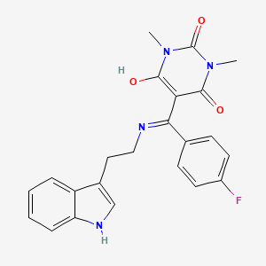 molecular formula C23H21FN4O3 B12490871 5-[(4-Fluorophenyl)({[2-(1H-indol-3-YL)ethyl]amino})methylidene]-1,3-dimethyl-1,3-diazinane-2,4,6-trione 