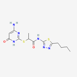 molecular formula C13H18N6O2S2 B12490904 2-[(6-amino-4-oxo-1,4-dihydropyrimidin-2-yl)sulfanyl]-N-(5-butyl-1,3,4-thiadiazol-2-yl)propanamide 