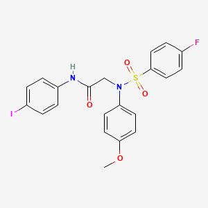molecular formula C21H18FIN2O4S B12491778 N~2~-[(4-fluorophenyl)sulfonyl]-N-(4-iodophenyl)-N~2~-(4-methoxyphenyl)glycinamide 
