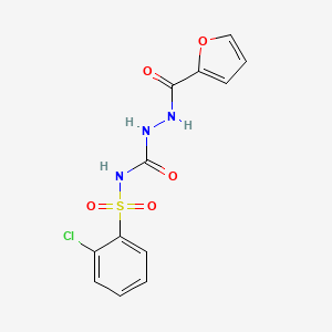 molecular formula C12H10ClN3O5S B12491868 N-[(2-chlorophenyl)sulfonyl]-2-(furan-2-ylcarbonyl)hydrazinecarboxamide 