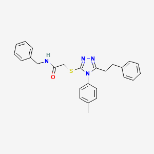 molecular formula C26H26N4OS B12491931 N-benzyl-2-{[4-(4-methylphenyl)-5-(2-phenylethyl)-4H-1,2,4-triazol-3-yl]sulfanyl}acetamide 