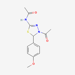 molecular formula C13H15N3O3S B12492021 N-[4-acetyl-5-(4-methoxyphenyl)-4,5-dihydro-1,3,4-thiadiazol-2-yl]acetamide 