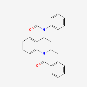 molecular formula C28H30N2O2 B12492155 N-(1-benzoyl-2-methyl-3,4-dihydro-2H-quinolin-4-yl)-2,2-dimethyl-N-phenylpropanamide 