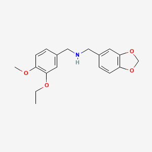 molecular formula C18H21NO4 B12492235 Benzo[1,3]dioxol-5-ylmethyl-(3-ethoxy-4-methoxy-benzyl)-amine 