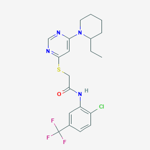 molecular formula C20H22ClF3N4OS B12492337 N-[2-chloro-5-(trifluoromethyl)phenyl]-2-{[6-(2-ethylpiperidin-1-yl)pyrimidin-4-yl]sulfanyl}acetamide 