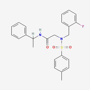 molecular formula C24H25FN2O3S B12492340 N~2~-(2-fluorobenzyl)-N~2~-[(4-methylphenyl)sulfonyl]-N-(1-phenylethyl)glycinamide 