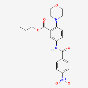 molecular formula C21H23N3O6 B12492394 Propyl 2-(morpholin-4-yl)-5-{[(4-nitrophenyl)carbonyl]amino}benzoate 