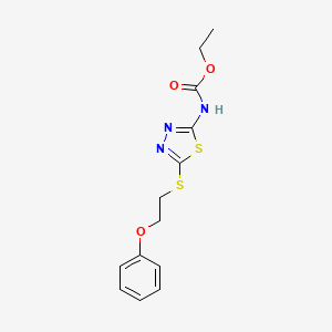 molecular formula C13H15N3O3S2 B12492461 Ethyl {5-[(2-phenoxyethyl)sulfanyl]-1,3,4-thiadiazol-2-yl}carbamate 