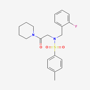 molecular formula C21H25FN2O3S B12492496 N-(2-fluorobenzyl)-4-methyl-N-[2-oxo-2-(piperidin-1-yl)ethyl]benzenesulfonamide 