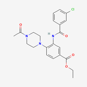 molecular formula C22H24ClN3O4 B12492513 Ethyl 4-(4-acetylpiperazin-1-yl)-3-{[(3-chlorophenyl)carbonyl]amino}benzoate 