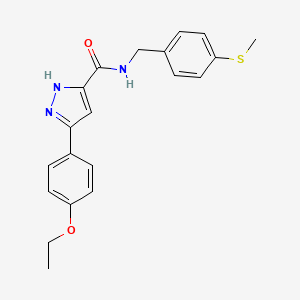 molecular formula C20H21N3O2S B12492525 5-(4-ethoxyphenyl)-N-[4-(methylsulfanyl)benzyl]-1H-pyrazole-3-carboxamide 
