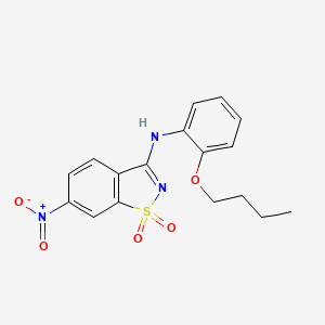 molecular formula C17H17N3O5S B12492611 N-(2-butoxyphenyl)-6-nitro-1,2-benzothiazol-3-amine 1,1-dioxide 