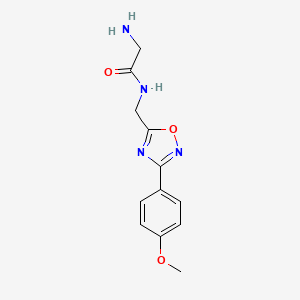 molecular formula C12H14N4O3 B12492660 N-{[3-(4-methoxyphenyl)-1,2,4-oxadiazol-5-yl]methyl}glycinamide 