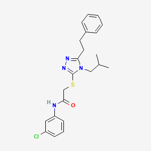 molecular formula C22H25ClN4OS B12492661 N-(3-chlorophenyl)-2-{[4-(2-methylpropyl)-5-(2-phenylethyl)-4H-1,2,4-triazol-3-yl]sulfanyl}acetamide 