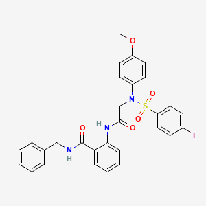 molecular formula C29H26FN3O5S B12492679 N-benzyl-2-({N-[(4-fluorophenyl)sulfonyl]-N-(4-methoxyphenyl)glycyl}amino)benzamide 