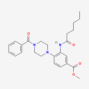 molecular formula C25H31N3O4 B12492764 Methyl 3-(hexanoylamino)-4-[4-(phenylcarbonyl)piperazin-1-yl]benzoate 