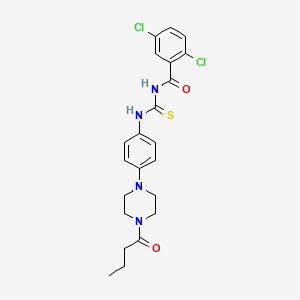 molecular formula C22H24Cl2N4O2S B12492950 N-{[4-(4-butanoylpiperazin-1-yl)phenyl]carbamothioyl}-2,5-dichlorobenzamide 