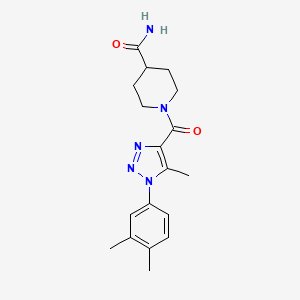 molecular formula C18H23N5O2 B12492965 1-{[1-(3,4-dimethylphenyl)-5-methyl-1H-1,2,3-triazol-4-yl]carbonyl}piperidine-4-carboxamide 