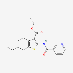 molecular formula C19H22N2O3S B12492998 Ethyl 6-ethyl-2-[(pyridin-3-ylcarbonyl)amino]-4,5,6,7-tetrahydro-1-benzothiophene-3-carboxylate 
