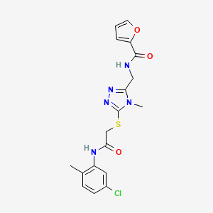 molecular formula C18H18ClN5O3S B12493030 N-{[5-({2-[(5-chloro-2-methylphenyl)amino]-2-oxoethyl}sulfanyl)-4-methyl-4H-1,2,4-triazol-3-yl]methyl}furan-2-carboxamide 