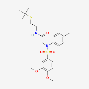 molecular formula C23H32N2O5S2 B12493069 N-[2-(tert-butylsulfanyl)ethyl]-N~2~-[(3,4-dimethoxyphenyl)sulfonyl]-N~2~-(4-methylphenyl)glycinamide 
