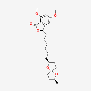 molecular formula C24H34O6 B1249309 5,7-dimethoxy-3-[6-[(2S,5R,7S)-7-methyl-1,6-dioxaspiro[4.4]nonan-2-yl]hexyl]-3H-2-benzofuran-1-one 