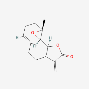 molecular formula C15H20O3 B1249321 (1S,2R,4R,7E)-4,8-dimethyl-12-methylidene-3,14-dioxatricyclo[9.3.0.02,4]tetradec-7-en-13-one 