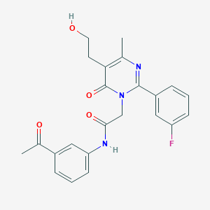 molecular formula C23H22FN3O4 B12493222 N-(3-acetylphenyl)-2-[2-(3-fluorophenyl)-5-(2-hydroxyethyl)-4-methyl-6-oxopyrimidin-1(6H)-yl]acetamide 