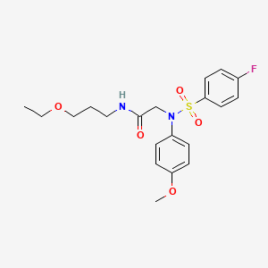 molecular formula C20H25FN2O5S B12493265 N-(3-ethoxypropyl)-N~2~-[(4-fluorophenyl)sulfonyl]-N~2~-(4-methoxyphenyl)glycinamide 