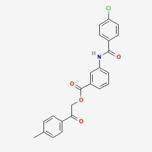molecular formula C23H18ClNO4 B12493402 2-(4-Methylphenyl)-2-oxoethyl 3-{[(4-chlorophenyl)carbonyl]amino}benzoate 
