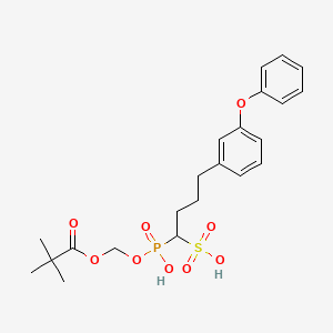 molecular formula C22H29O9PS B1249346 1-[2,2-Dimethylpropanoyloxymethoxy(hydroxy)phosphoryl]-4-(3-phenoxyphenyl)butane-1-sulfonic acid 