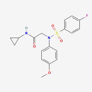 molecular formula C18H19FN2O4S B12493506 N-cyclopropyl-2-[N-(4-methoxyphenyl)-4-fluorobenzenesulfonamido]acetamide 