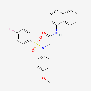 molecular formula C25H21FN2O4S B12493591 N~2~-[(4-fluorophenyl)sulfonyl]-N~2~-(4-methoxyphenyl)-N-naphthalen-1-ylglycinamide 