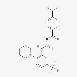 molecular formula C23H26F3N3OS B12493651 N-{[2-(piperidin-1-yl)-5-(trifluoromethyl)phenyl]carbamothioyl}-4-(propan-2-yl)benzamide 