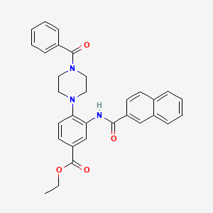 molecular formula C31H29N3O4 B12493655 Ethyl 3-[(naphthalen-2-ylcarbonyl)amino]-4-[4-(phenylcarbonyl)piperazin-1-yl]benzoate 