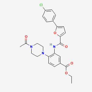 molecular formula C26H26ClN3O5 B12493828 Ethyl 4-(4-acetylpiperazin-1-yl)-3-({[5-(4-chlorophenyl)furan-2-yl]carbonyl}amino)benzoate 