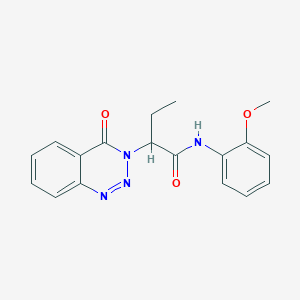 molecular formula C18H18N4O3 B12493845 N-(2-methoxyphenyl)-2-(4-oxo-1,2,3-benzotriazin-3(4H)-yl)butanamide 