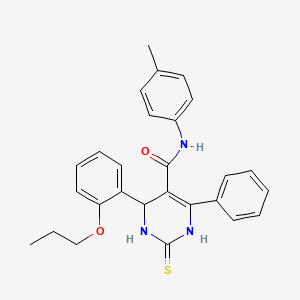 molecular formula C27H27N3O2S B12493846 N-(4-methylphenyl)-4-phenyl-6-(2-propoxyphenyl)-2-sulfanyl-1,6-dihydropyrimidine-5-carboxamide 