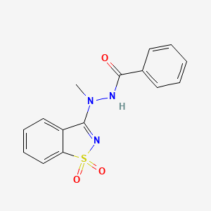 molecular formula C15H13N3O3S B12493859 N'-(1,1-dioxido-1,2-benzothiazol-3-yl)-N'-methylbenzohydrazide 
